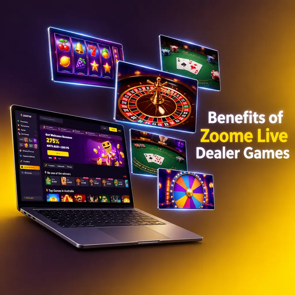 Live dealer hosting a casino table on video, showing the benefits of Zoome live dealer games on desktop and mobile