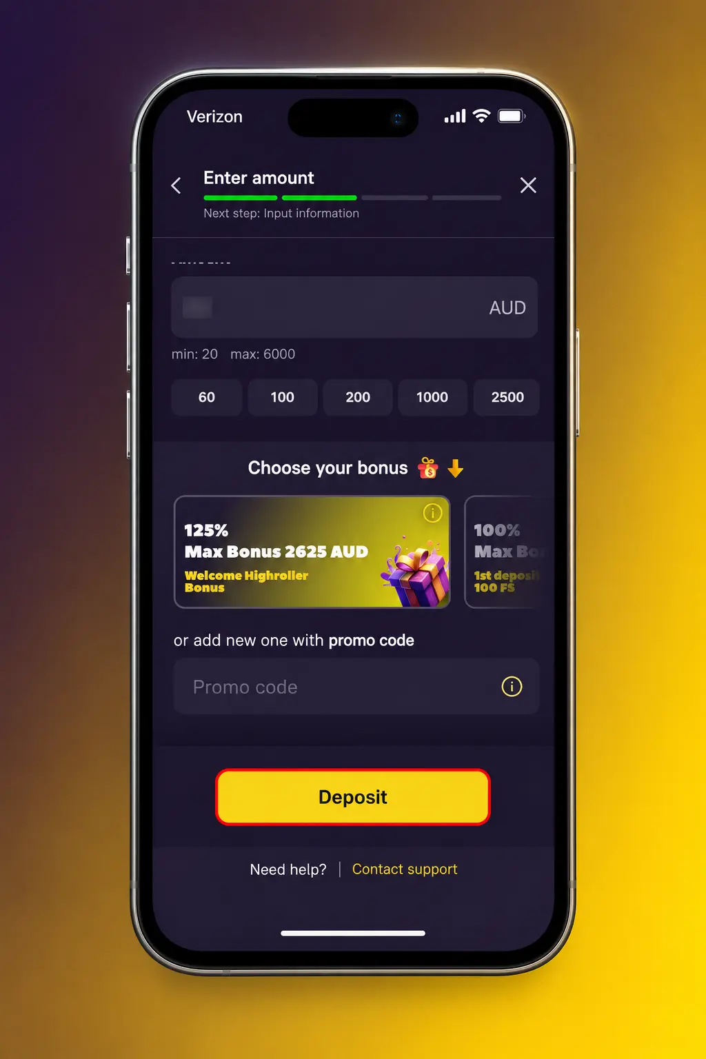 Screenshot of the Zoome sign-up page showing the Register button and steps to claim the bonus in AUD