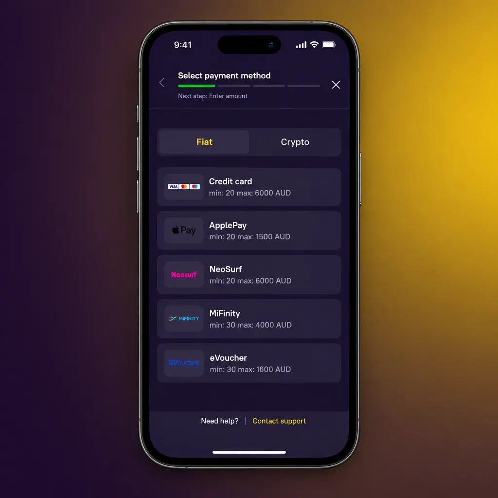 Zoome deposit screen showing payment options like Visa, Mastercard, Bank Transfer and Crypto for funding your balance