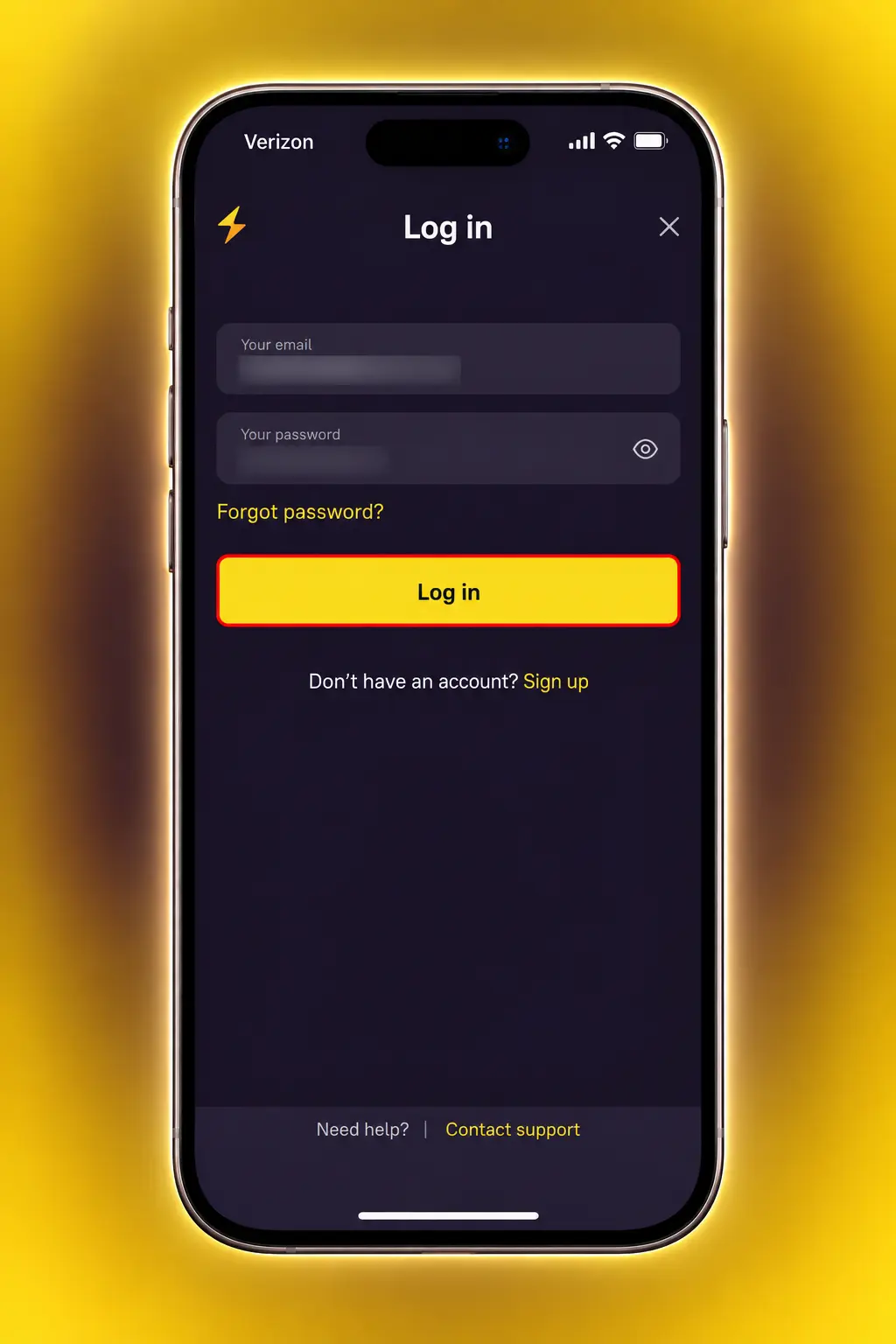 Smartphone screen showing the Zoome app login page, with steps for how to log in to the Zoome app