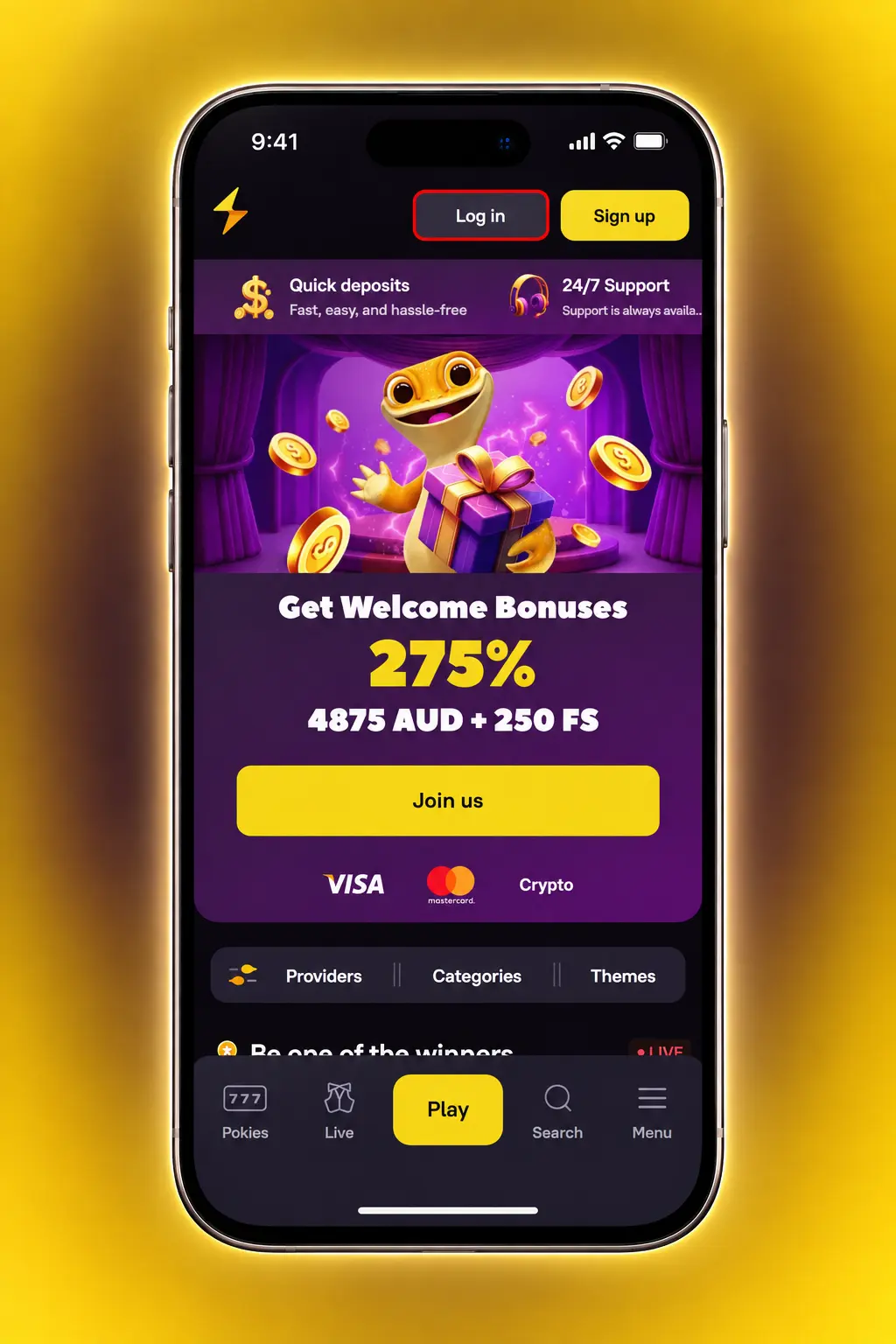 Smartphone screen showing the Zoome app login page with fields to enter your details and sign in