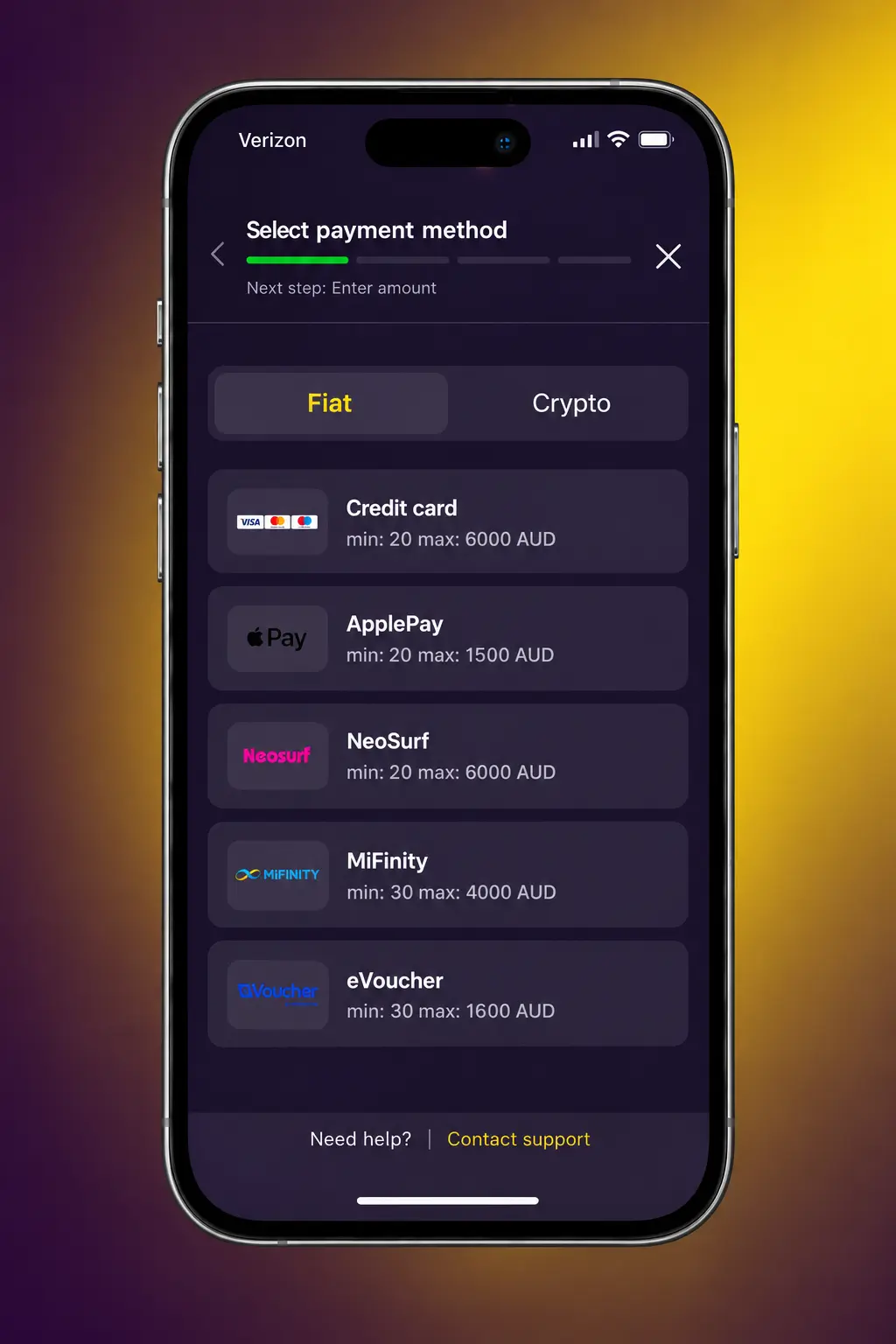 Zoome casino deposit page showing payment methods like Visa, Mastercard, Bank Transfer and Crypto with AUD amount field