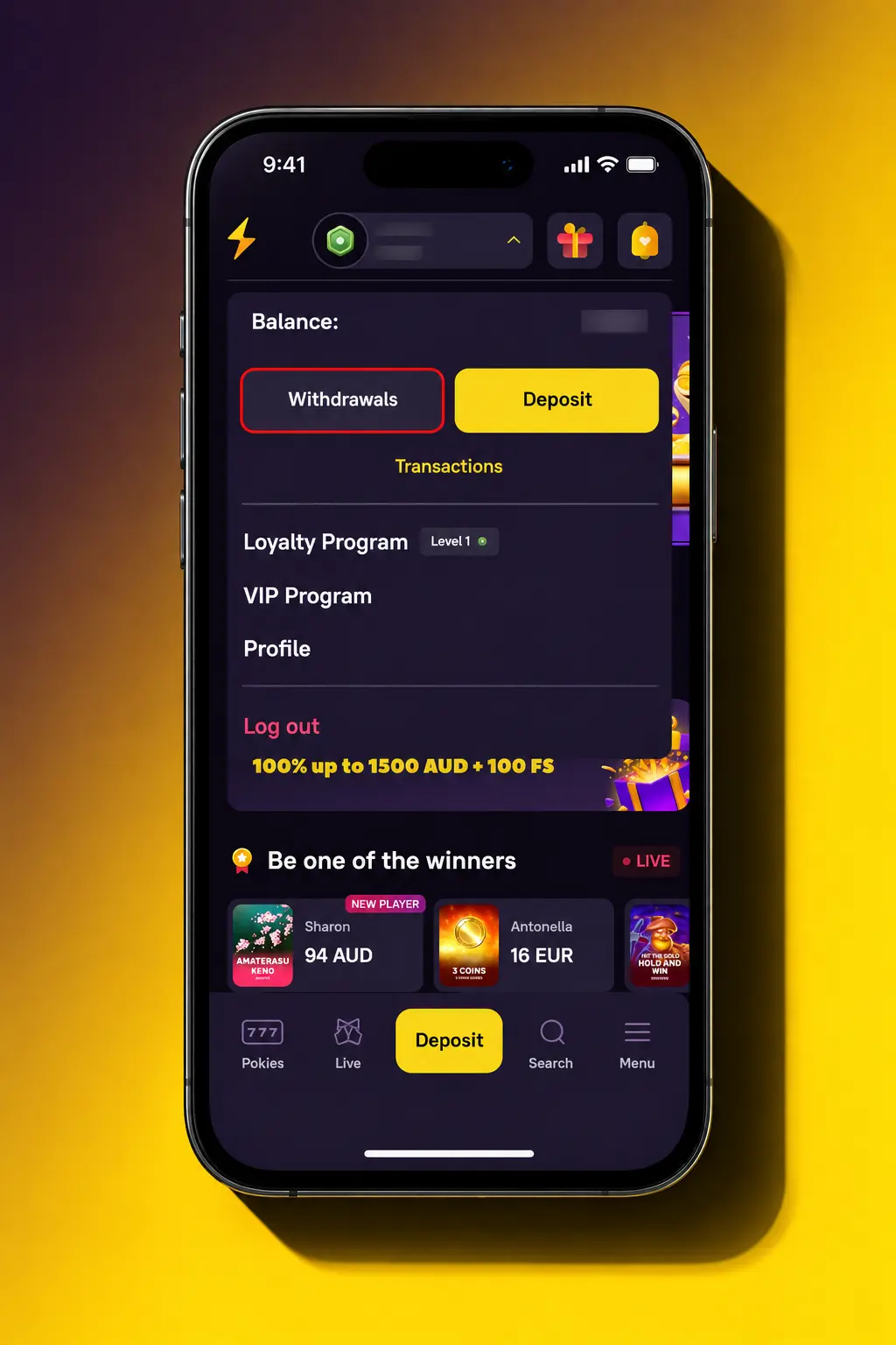 Zoome withdrawal steps on desktop and mobile app showing cashier, payment method and amount selection for Australian players