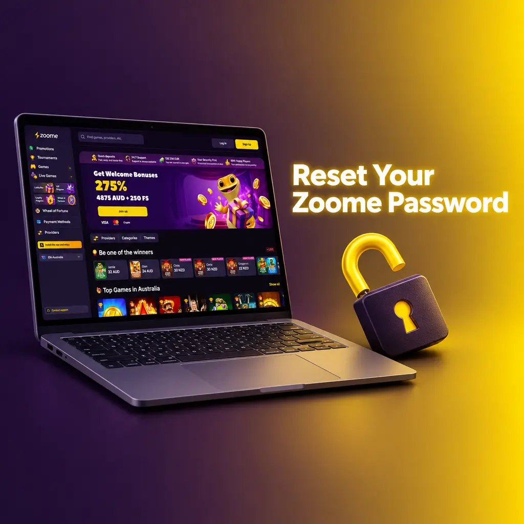 Zoome login form with Forgot password link highlighted for resetting your account password via email
