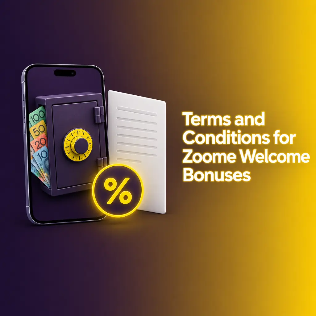Zoome welcome bonus terms listing eligibility, minimum deposit, wagering, free spins and maximum cashout in AUD