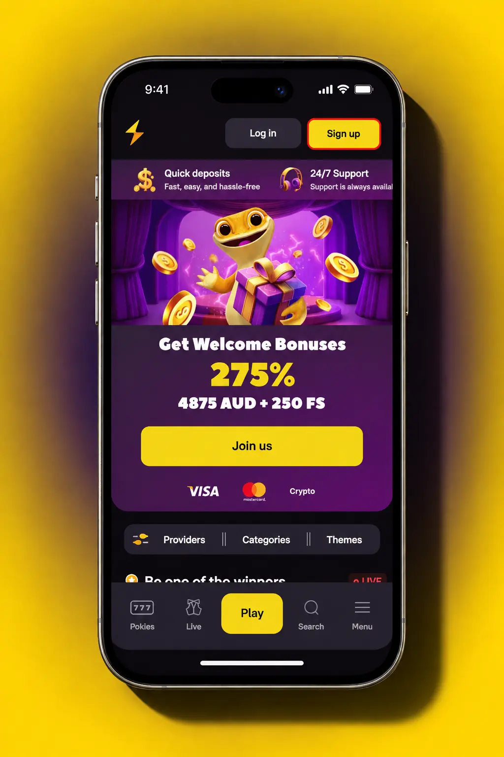 Zoome mobile app screenshot showing the 5-step registration process for players aged 18+ in Australia with AUD currency