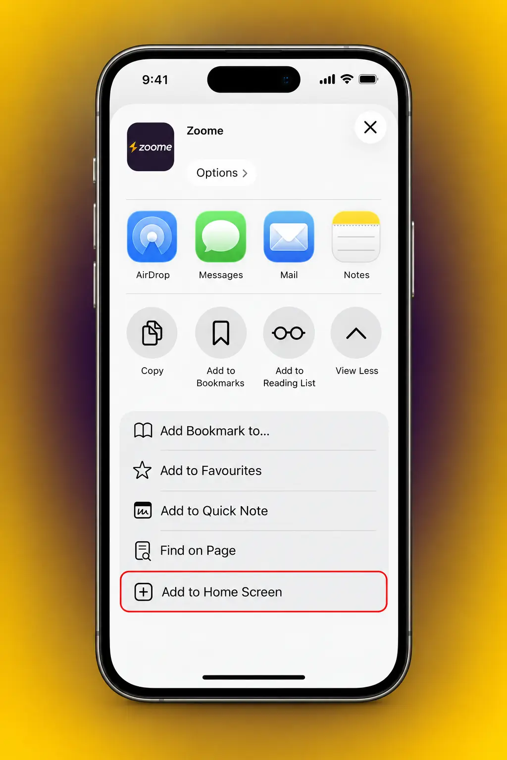 Zoome iOS app download guide showing the 5 steps to install on iPhone and iPad from the Home Screen icon to sign-up