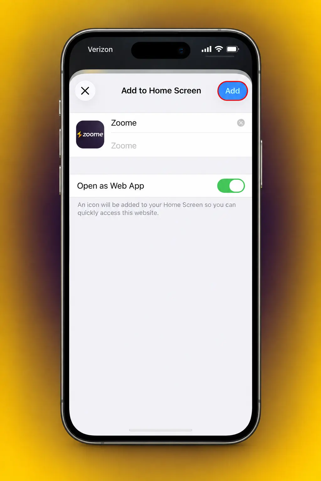 Zoome iOS app download guide showing the 5 steps to install the app on an iPhone or iPad