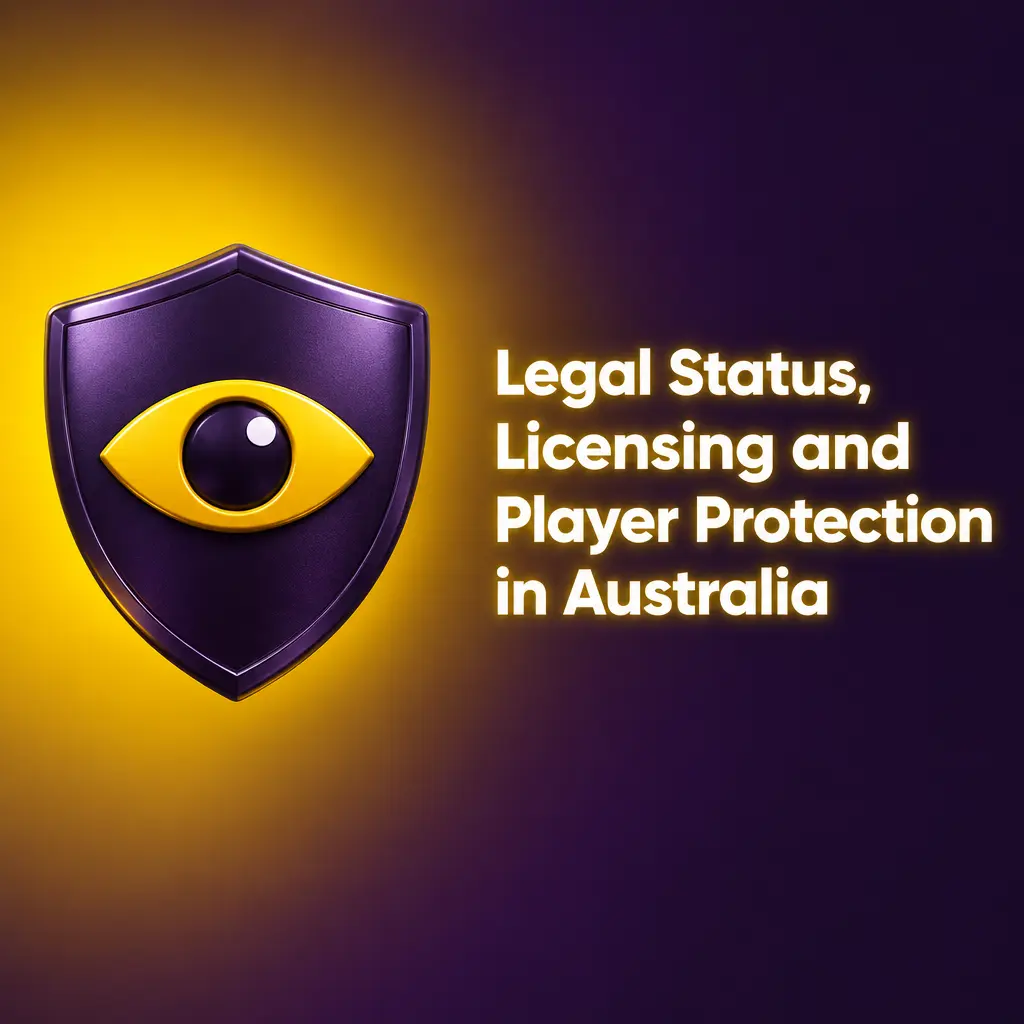 Graphic outlining Australian online gambling laws, licensing, 18+ age limit and player protection support services